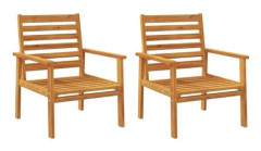 Trädgårdsfåtölj - Massivt akaciaträ - Set med 2 - Brun - Naturlig - Bekväm
