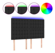 LED-sänggavel Svart 144x5x118/128 cm Läder118 [cm]