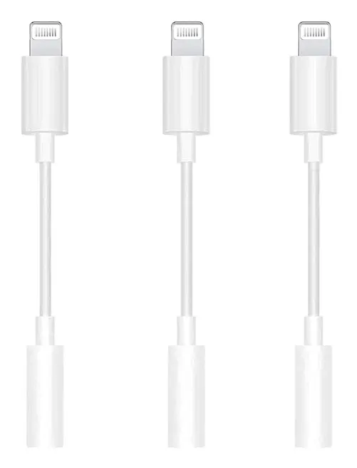 Apple MFi-certifierad 3-pack Lightning till 3,5 mm hörlursadapter iPhone 3,5 mm Jack Aux Dongle-kabel Hörlurar Hörlursomvandlare Kompatibel med