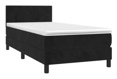 Svart Ribbbotten och madrass Svart 80x200 cm Sammet