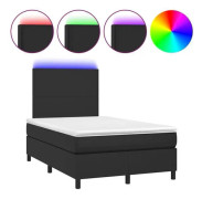 Svart Ribbbotten svart LED-madrass 120x190 cm konstläder