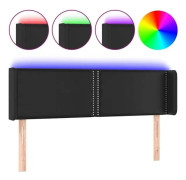 LED sänggavel Svart 147x16x78/88 cm Läder78 [cm]