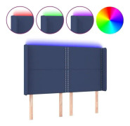 LED sänggavel Blå 147x16x118/128 cm Tyg118 - Klassisk - Tidlös
