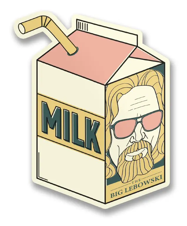 The Dude Milk Package Sticker
