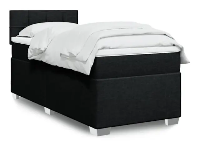 Ribbbotten med madrass Svart 100x200 cm Tyg101 [cm]