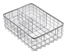 Grå trådkorg 3 ljusgrå metallfack