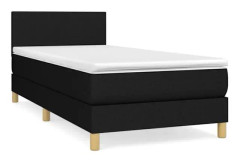 Svart Ribbbotten med Svart madrass 100x200 cm Tyg