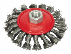 VOREL 100mm bevelled bristle brush, twisted wire, threaded, 06977