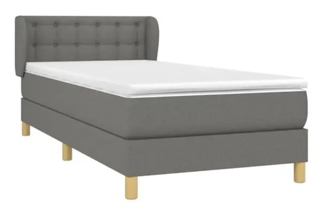 Ribbbotten med madrass Mörkgrå 100x200cm Tyg78 [cm]