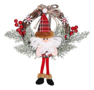 Julkrans 20CM Konstgjord Julgirlang Dörrkrans med Julkula Tomte Juldekorationer Krans Juldekoration