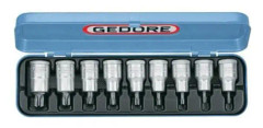 Gedore 6158970 Inner-sexkant (TX) Hylsnyckel-bitsinsats-set 9 delar 1/2"