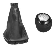 Läder växelspaksknopp med sämskskinnsskydd för SAAB 93 9-3 2003-2012-WELLNGS