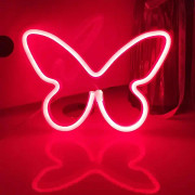 USB eller 3-AA batteridrivna neon-LED-lampor för bordsdekoration, flickrum, väggdekoration, barnkalas, bröllopsfesttillbehör (röd)