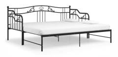 Utdragbar sängram bäddsoffa svart metall 90x200 cm