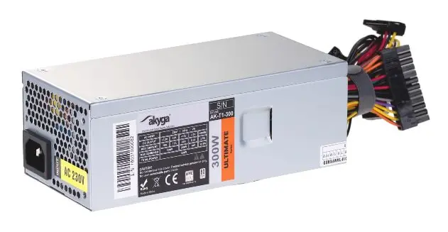 Akyga Ultimate Series AK-T1-300 - Nätaggregat (intern) - TFX12V - 80 PLUS - AC 230 V - 300 Watt - aktive PFC - grå