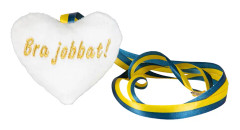 Mjukishjärta med Blå/Gult Band Bra Jobbat