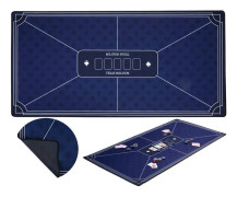 Blå pokermatta - Halkfri spelyta 120 cm x 60 cm - Tjocklek: 3 mm - Tryckt - polyester och gummi