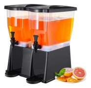 Dryckesdispenser 3 gallon x 2, Plast Juicedispenser med Lock, Iste Lemonad Juice Vatten Dispenser för Fester