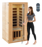Far Infrared Trä Bastu 1400W, Hem Spa för 1-2 Personer, Energibesparande och Kompakt Design