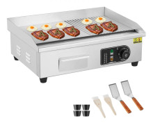 Kommersiell Elektrisk Grill 3200W Bänkskiva Halv-Plat Top Grill 50℃-300℃