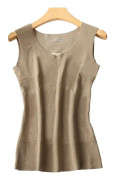 Termisk Tanktop för Kvinnor, Ärmlös Camisole med Sidenlapp, Varm Väst Underkläder - Khaki