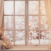 Jul Fönsterdekaler, Återanvändbara Jultomte Jul Fönsterdekaler kompatibla Juldekorationer Dubbelsidiga Jul Snöflinga Fönsterdekaler