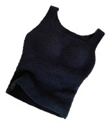 Vinterfluffig Loungewear Crop Tank Top för Kvinnor - Plush Termisk Väst med BH-kudde
