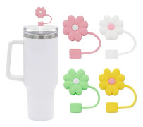 4-pack blommformade sugrörsskydd, återanvändbara sugrörsskydd för 10 mm sugrör