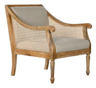 Fåtölj Home ESPRIT Vit Naturell Mangoträ 70 x 75 x 83 cm