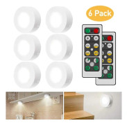 Skåpsbelysning LED med fjärrkontroll, 6 stycken skåpsbelysning - Vit