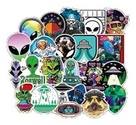 Alien Stickers 50 st Vinyl Vattentäta ufo-klistermärken för vattenflaska Laptop Gitarr Skateboard Bil Motorcykel Hydro Flask Resväska Bagage För A