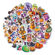 Halloween-klistermärken i bulk 2023, 100 st Halloween-pumpa-tema klistermärken, vattentäta vinylklistermärken för Halloween-fest