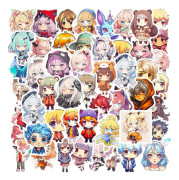 Söta Anime-klistermärken 50 st Cartoon Anime Doll-klistermärken för tonåringar, barn, flickor, bärbar dator, vattenflaska, cykel, gitarr, bagage, telefon, dator, skateboard (B)
