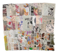 Vintage Scrapbook-tillbehörspack (200 delar) för Junk Journal Bullet Journals Planerare Estetiska Pappersklistermärken Hantverkssatser Collagealbum