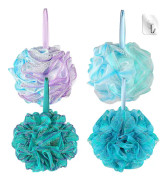 Dusch Loofah - Loofah Svamp - KATEA Badsvamp för Dusch, 75g Duschboll för Kvinnor och Män, Dusch Nödvändig Hudvård, Set om 4, Blomma Färg