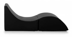 Dmora - Lit pliant Andreina, 130x50h50 cm, Svart, Panel med träeffekt och Syntetläder