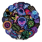 100 st Cool Neon Ljusklistermärken för Barn Tonåringar Vuxna, Trendiga Graffiti Vattentäta Vinyl Neon Klistermärken Pack för Vattenflaska, Gitarr Skateboard, Bagage