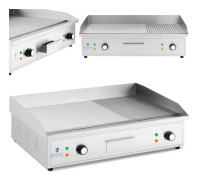 Elgrill, slät, räfflad grillplatta, 727 x 420 mm, 4400 W