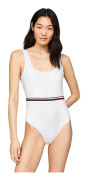 Tommy Hilfiger Square Neck One Piece Baddräkt Vit M Kvinna