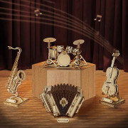3D Träpusselmodeller för Pojkar och Flickor DIY Modellbyggsatser Trämusikinstrument Pussel Leksak