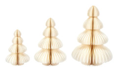 Juldekorationer 3 st Set Julgranar Beige Figuriner Julsäsong Festlig Dekoration Julpynt Papper