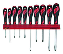 Teng Tools 10 Piece Screwdriver Set with Wall Rack, Flat, PH & PZ