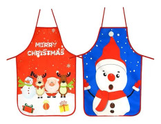 Paket med Julförkläden Snögubbe Tomte Mönster Kök Förkläde Matlagning Förkläde Grill Förkläde Bakning Förkläde för Vuxna Barn Män Kvinnor