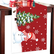 Julbordstablett 180 x 33 CM Röd Linne Festlig Bordstablett för Julbord Mittstycke Kök Matbord Dekoration