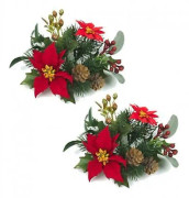 Ljusmanschetter för kronljus, 2-pack, Jul med blommor från Swerox