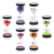 6-pack Sandtimmar i 6 Färger, Timglas-Sandstimer-Set, 1 min/3 min/5 min/10 min/15 min/30 min Sandstimer
