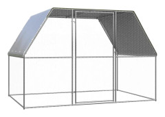 vidaXL Hönsbur silver och grå 3x2x2 m galvaniserat stål