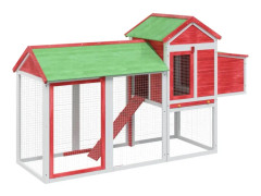 vidaXL Hönshus röd 193x65x117 cm massiv furu