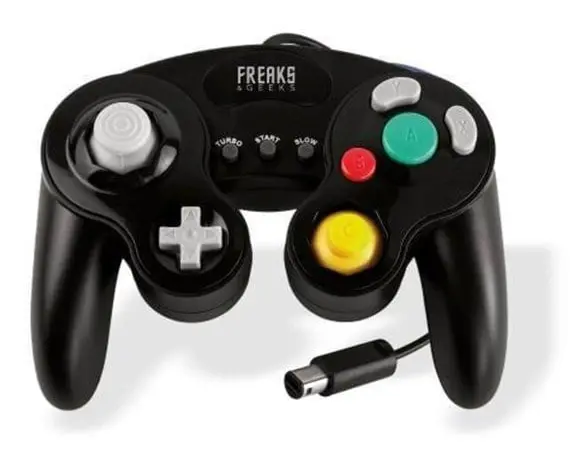 Freaks And Geeks Black Wii/GC Controller with Turbo and Slow Function - Wired Controller - Nintendo Wii U