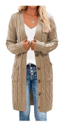 Polyester Klassisk och snygg lång kofta för damer Andas khaki